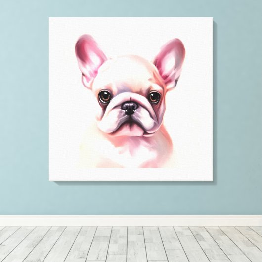 Schattig Frans bulldog schilderij Canvas Afdruk (Insitu (Houten vloer))