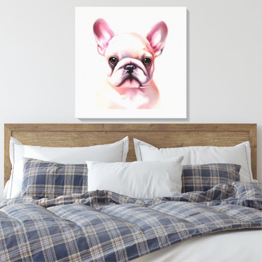 Schattig Frans bulldog schilderij Canvas Afdruk (Insitu (Slaapkamer))