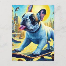 Schattig Frans Bulldog Skateboarden Briefkaart