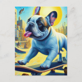Schattig Frans Bulldog Skateboarden Briefkaart
