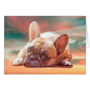 Schattig Frans Bulldog Water Kleur Art Schilderij