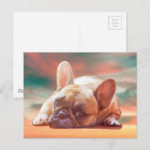 Schattig Frans Bulldog Water Kleur Art Schilderij Briefkaart (Voorkant / Achterkant)