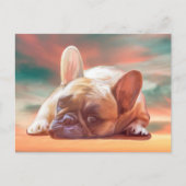 Schattig Frans Bulldog Water Kleur Art Schilderij Briefkaart (Voorkant)