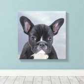 Schattig Frans Bulldog Water Kleur Art Schilderij Canvas Afdruk (Insitu (Houten vloer))