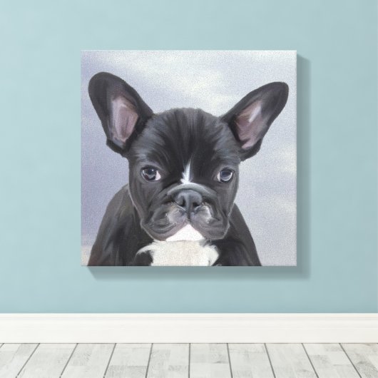 Schattig Frans Bulldog Water Kleur Art Schilderij Canvas Afdruk (Insitu (Houten vloer))