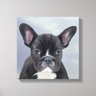 Schattig Frans Bulldog Water Kleur Art Schilderij Canvas Afdruk