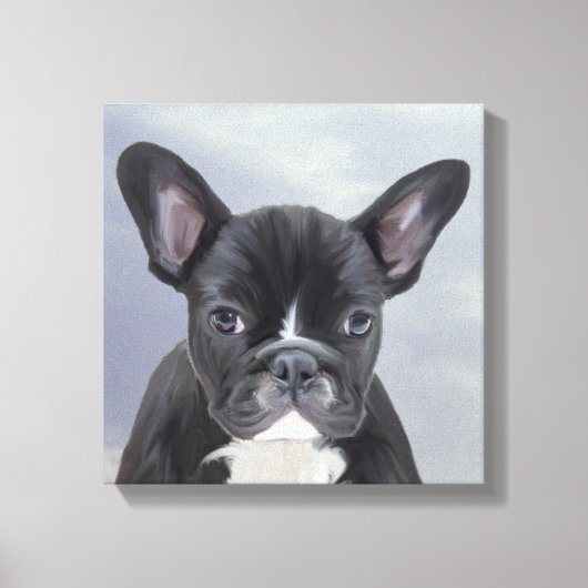 Schattig Frans Bulldog Water Kleur Art Schilderij Canvas Afdruk (Voorkant)