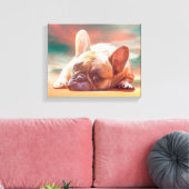 Schattig Frans Bulldog Water Kleur Art Schilderij Canvas Afdruk (Insitu (Woonkamer))