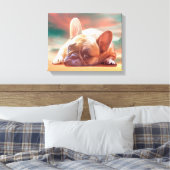 Schattig Frans Bulldog Water Kleur Art Schilderij Canvas Afdruk (Insitu (Slaapkamer))