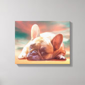 Schattig Frans Bulldog Water Kleur Art Schilderij Canvas Afdruk (Voorkant)