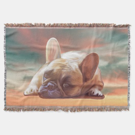 Schattig Frans Bulldog Water Kleur Art Schilderij Deken (Voorkant)