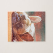 Schattig Frans Bulldog Water Kleur Art Schilderij Legpuzzel (Horizontaal)