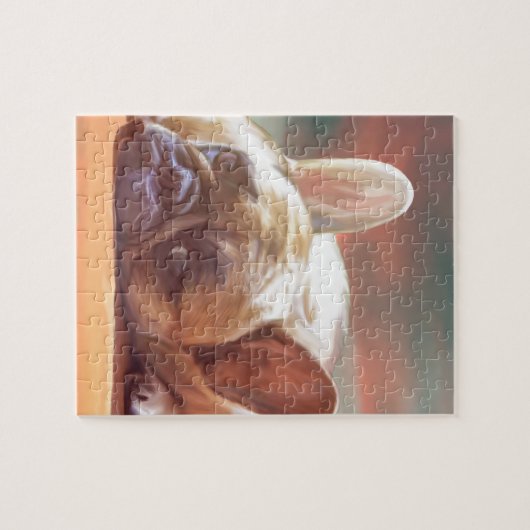 Schattig Frans Bulldog Water Kleur Art Schilderij Legpuzzel (Horizontaal)