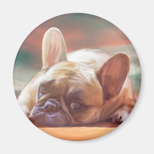 Schattig Frans Bulldog Water Kleur Art Schilderij Magneet (Voorkant)
