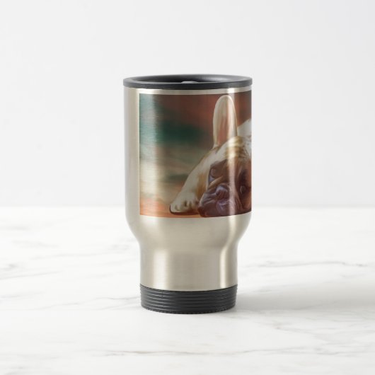 Schattig Frans Bulldog Water Kleur Art Schilderij Reisbeker (Center)