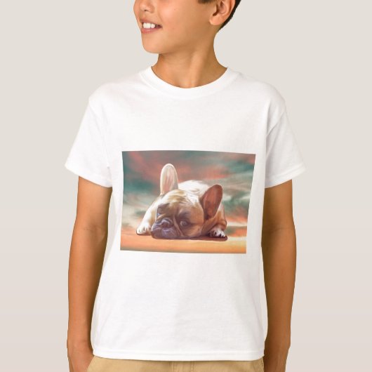Schattig Frans Bulldog Water Kleur Art Schilderij T-shirt (Voorkant)