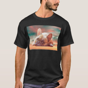 Schattig Frans Bulldog Water Kleur Art Schilderij T-shirt