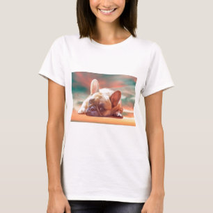 Schattig Frans Bulldog Water Kleur Art Schilderij T-shirt