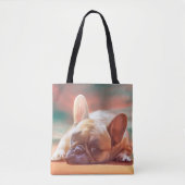 Schattig Frans Bulldog Water Kleur Art Schilderij Tote Bag (Voorkant)