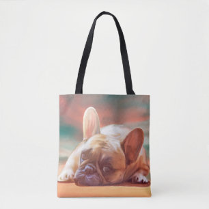 Schattig Frans Bulldog Water Kleur Art Schilderij Tote Bag