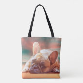 Schattig Frans Bulldog Water Kleur Art Schilderij Tote Bag (Achterkant)