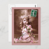 Schattig  Frans meisjesportret Briefkaart (Voorkant / Achterkant)