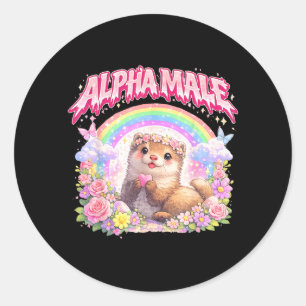 Schattig Fret Rainbow Bloem Grappig voor Mannen Vr Ronde Sticker