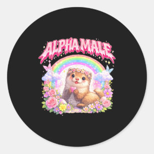 Schattig fret regenboog bloemig grappig voor manne ronde sticker