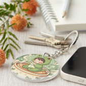 Schattig Froggy Coffee Tale Design Sleutelhanger (Voorkant Rechts)