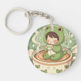 Schattig Froggy Coffee Tale Design Sleutelhanger