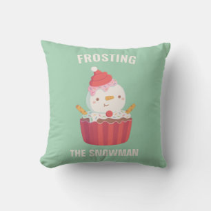 Schattig Frosting De Sneeuwman Cupcake, Zoete Kers Kussen