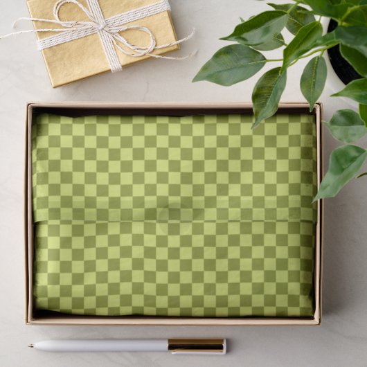 Schattig Fun Modern Schachbrett Lime Olijfgroen Ge Tissuepapier (Geschenk)