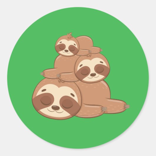 Schattig Funny Sloth Animal Wild One Nap Ronde Sticker (Voorkant)