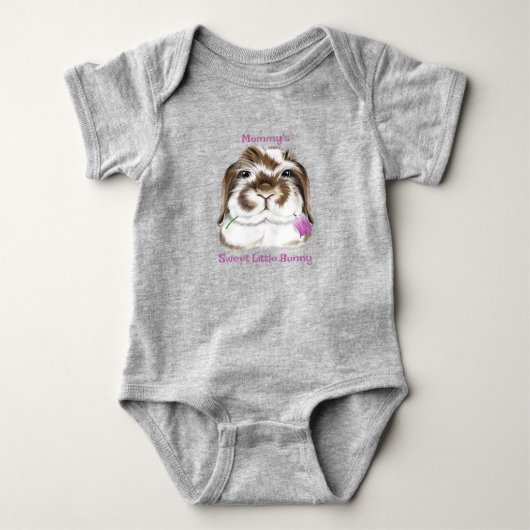 Schattig Fuzzy Lop Konijn met Roze Tulp Romper (Voorkant)