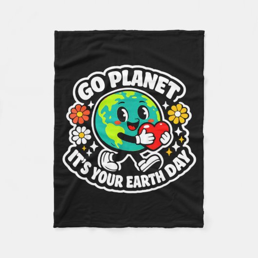 Schattig ga planeten aarde dag 2026 leraar kindere fleece deken (Voorkant)