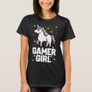 Schattig gamer meisje sterrenstelsel regenboog een t-shirt