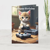 Schattig Gaming Kitten, Verjaardag Kaart (Voorkant)