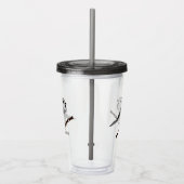Schattig gebergte Chickadee Bird geïllustreerd Acryl Drinkbeker (Rechts)