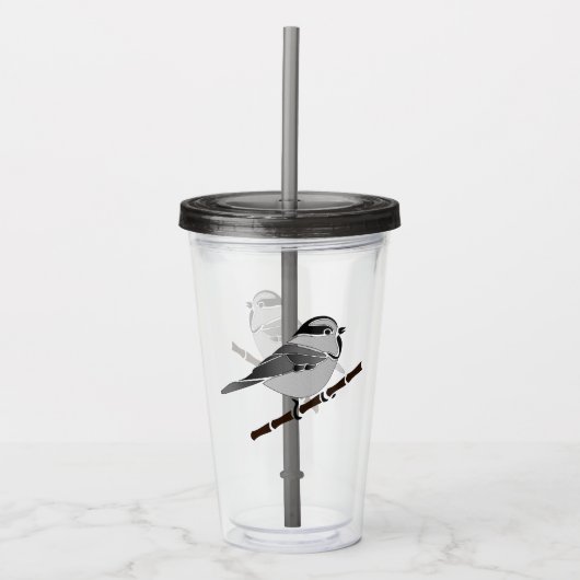 Schattig gebergte Chickadee Bird geïllustreerd Acryl Drinkbeker (Voorkant)