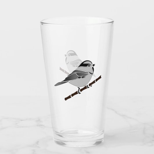 Schattig gebergte Chickadee Bird geïllustreerd Glas (Achterkant)