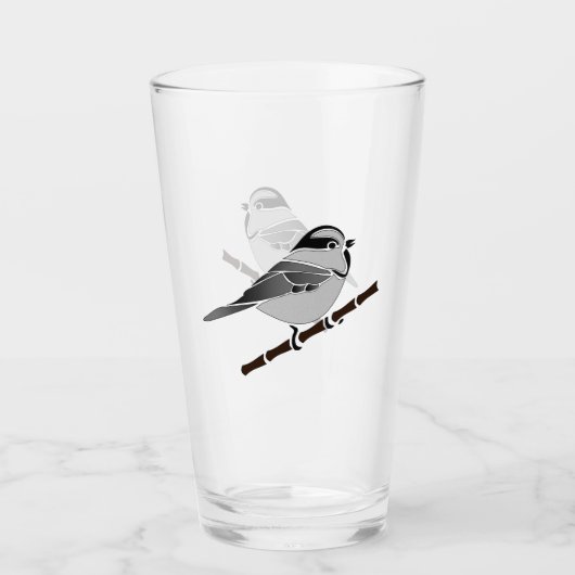 Schattig gebergte Chickadee Bird geïllustreerd Glas (Voorkant)