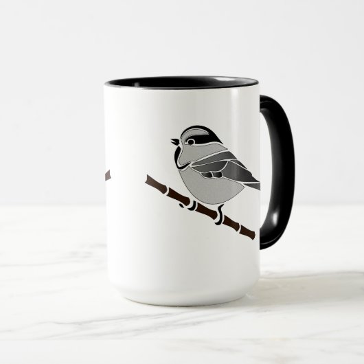 Schattig gebergte Chickadee Bird geïllustreerd Mok (Voorkant rechts)