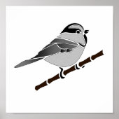 Schattig gebergte Chickadee Bird geïllustreerd Poster (Voorkant)