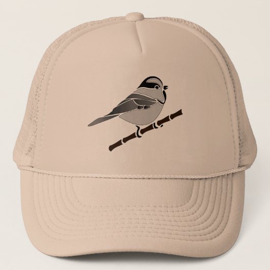 Schattig gebergte Chickadee Bird geïllustreerd Trucker Pet (Voorkant)