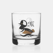 Schattig gebogen Merganser Duck zwemmen Whisky Glas (Achterkant)