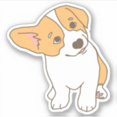 Schattig gebogen oor Welsh Corgi Tekening Sticker (Voorkant)