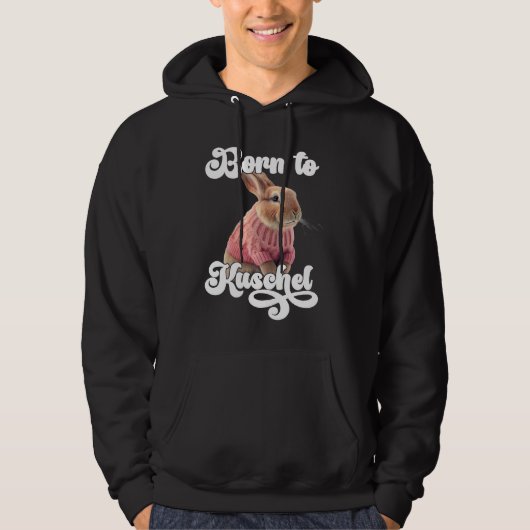 Schattig Geboren om Knuffel Konijn Retro Winter Sk Hoodie (Voorkant)