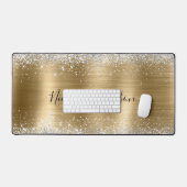 Schattig geborsteld goud faux zilver glitter bureaumat (Keyboard & Muis)