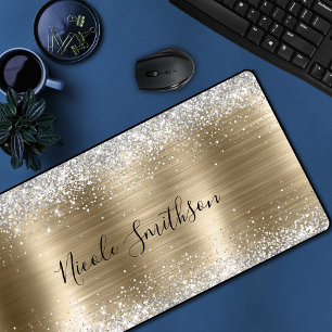 Schattig geborsteld goud faux zilver glitter bureaumat