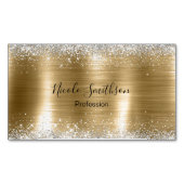 Schattig geborsteld goud faux zilver glitter magnetisch visitekaartje (Voorkant)